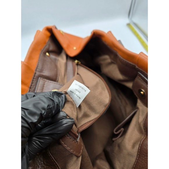 MCM Leather Satchel Handbag Purse Cognac Brown Top Handle Designer Bag - Picture 4 of 16